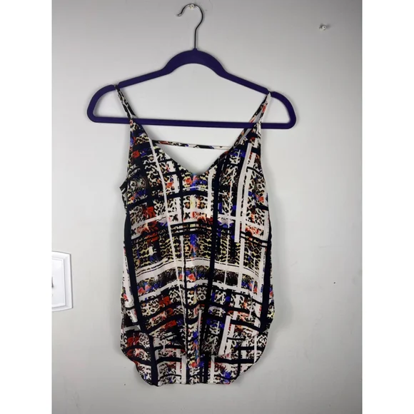 Amanda Uprichard Silk Cami Tank Top Abstract Leopard Print Strappy Back Size S - Picture 2 of 6
